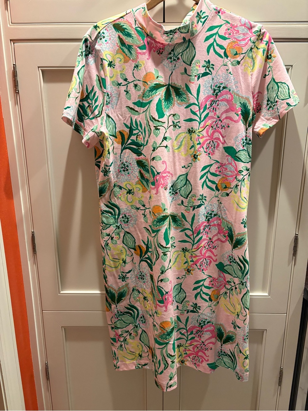 Floral Print Short Sleeve Dress - Pink